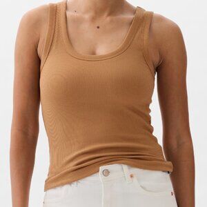 GAP Factory Women's Ribbed Scoopneck Tank Top, Holiday Brown, XL, EUC